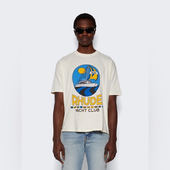 RHUDE YACHT CLUB TEE 'VINTAGE WHITE' - Picture 2 of 7